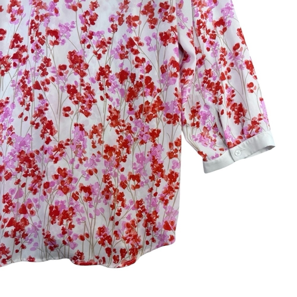 Talbots Pink and White Floral Women's Blouse Large - Picture 4 of 12